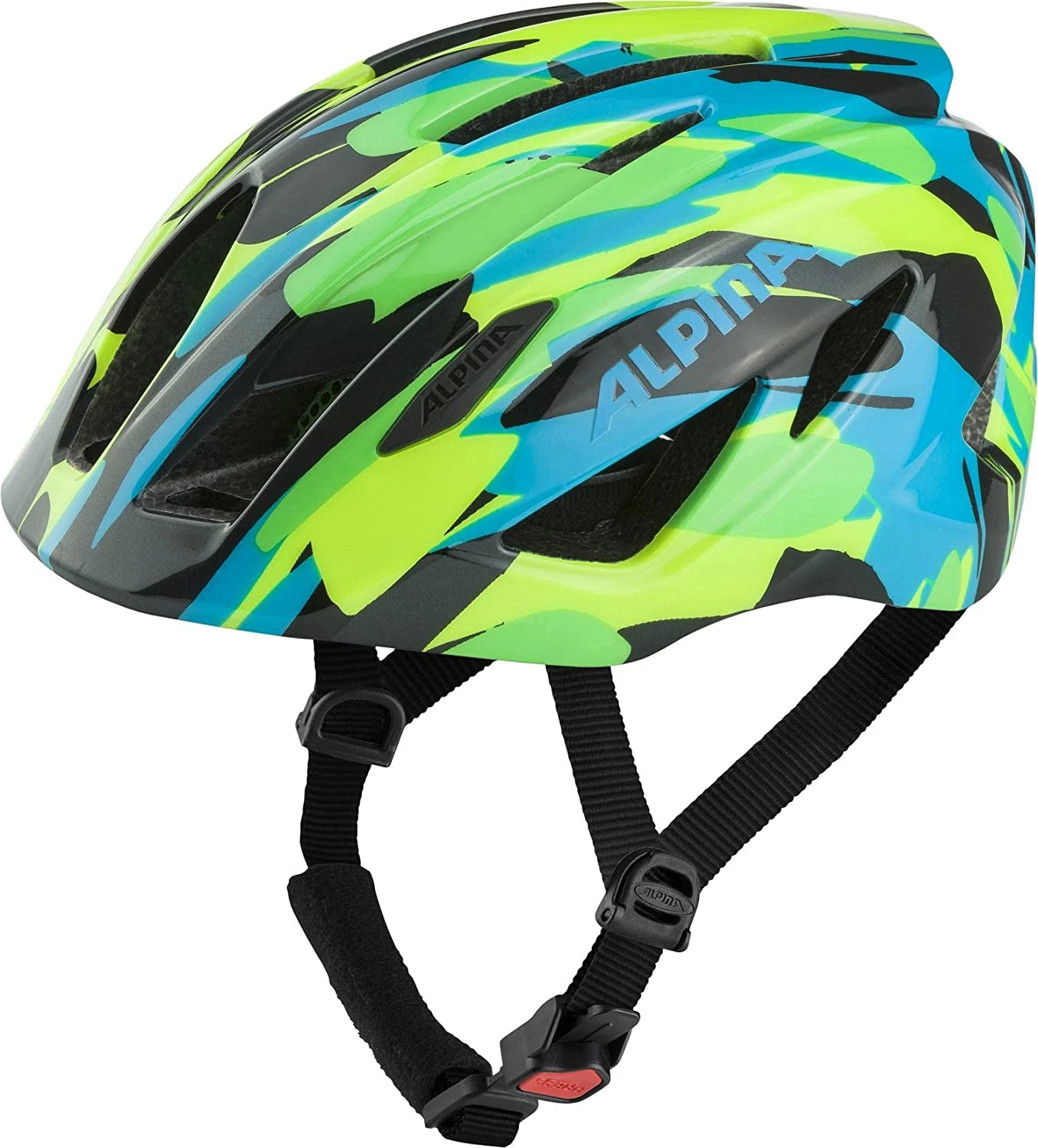 Alpina Pico Kinder Fahrradhelm - Neon Green-blue-gloss (glänzend)