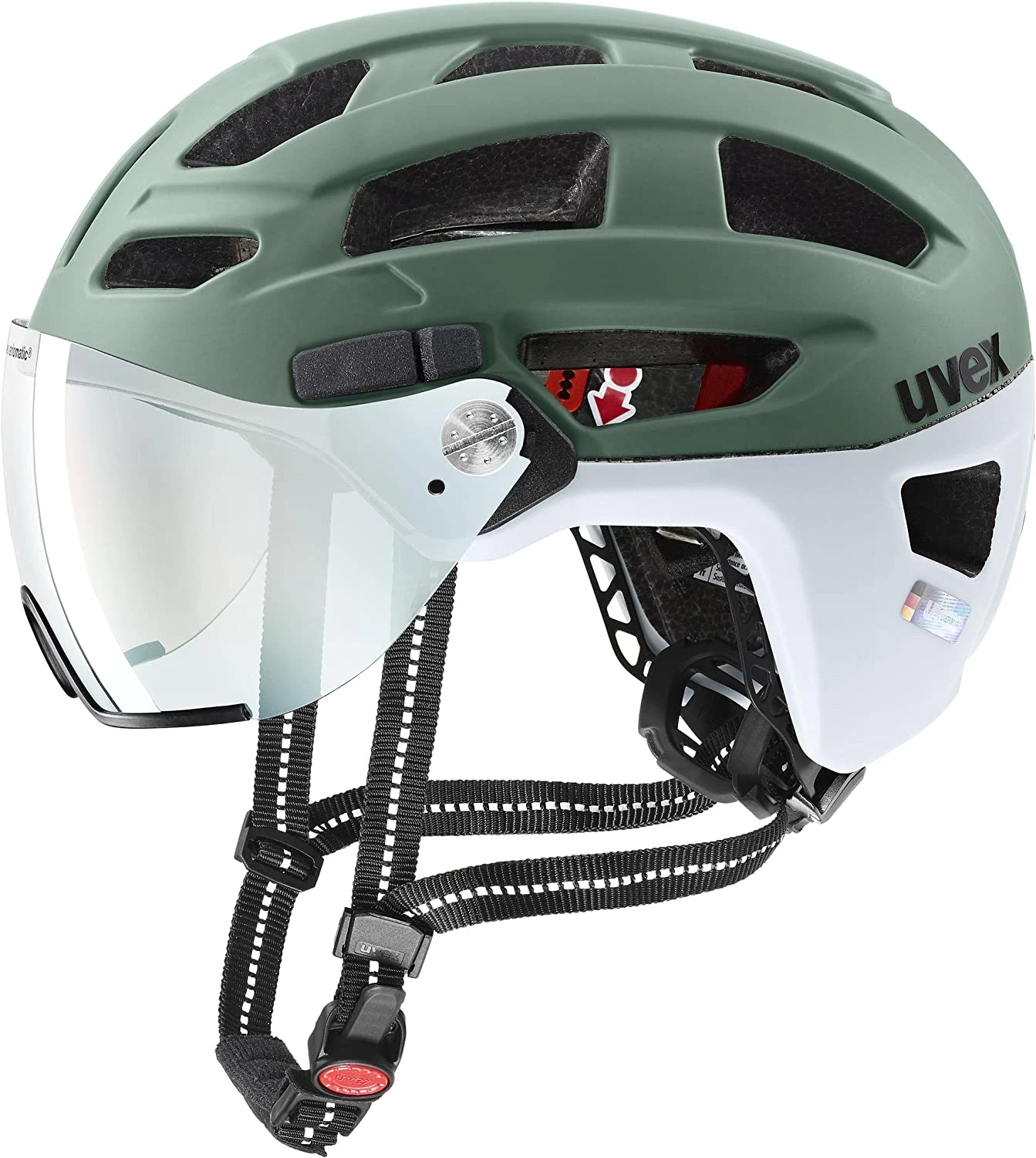 Uvex Finale Visor Vario Visier Fahrradhelm - Moss Green-cloud Matt